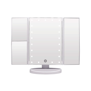 LEDライト付きミラー調光付き3面鏡(1 x / 2 X / 3 X 倍率拡大鏡)